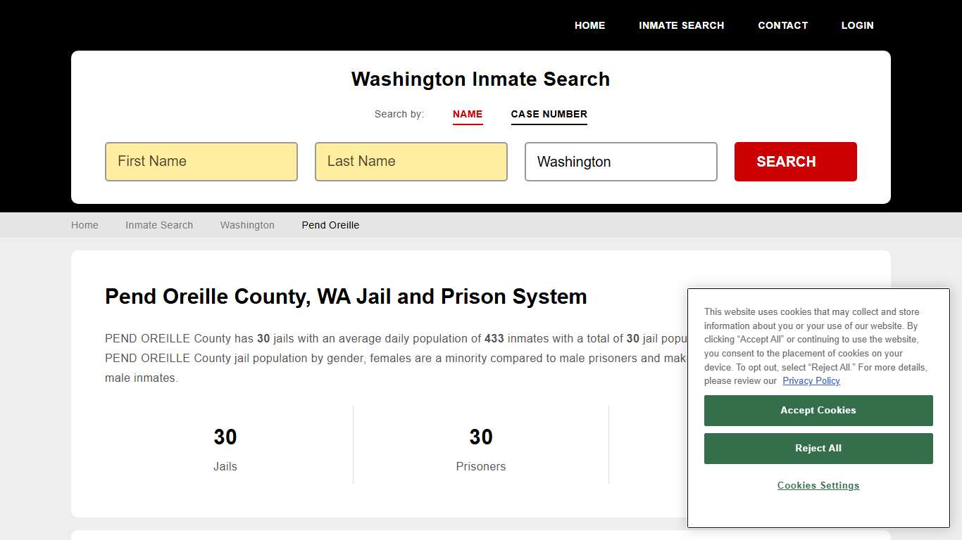 Pend Oreille County, WA Inmate Search - StateCourts